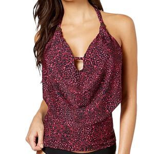 NWT Island Escape Sahara Summers Printed Cowl Neck Push-Up Tankini Swim Top Sz 6